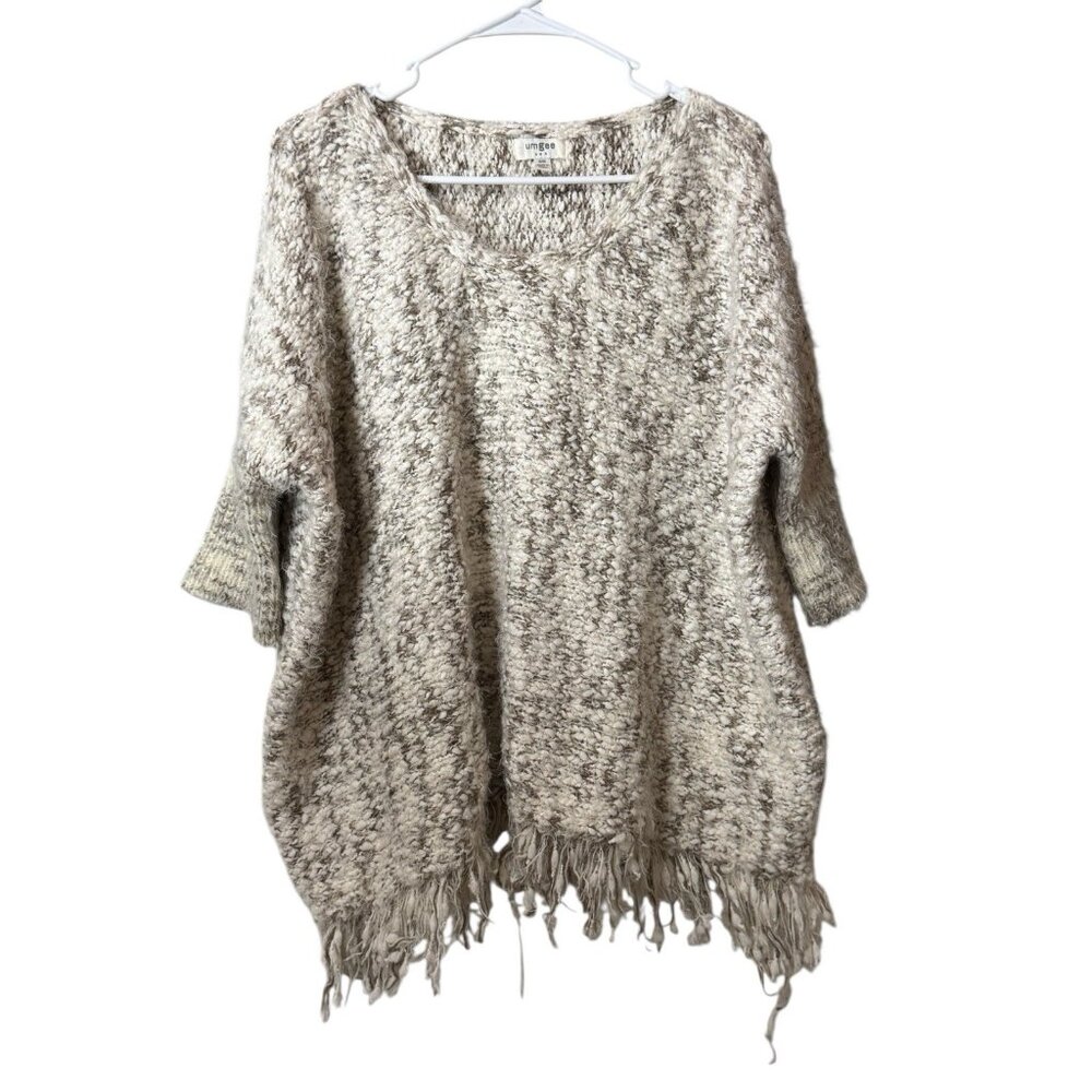 Umgee Women Size S/M Chunky Knit Sweater Fringe Hem Bohemian Cottagecore Winter